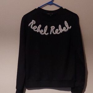 Endless Rose Black Sweater with Pearl Embellishment